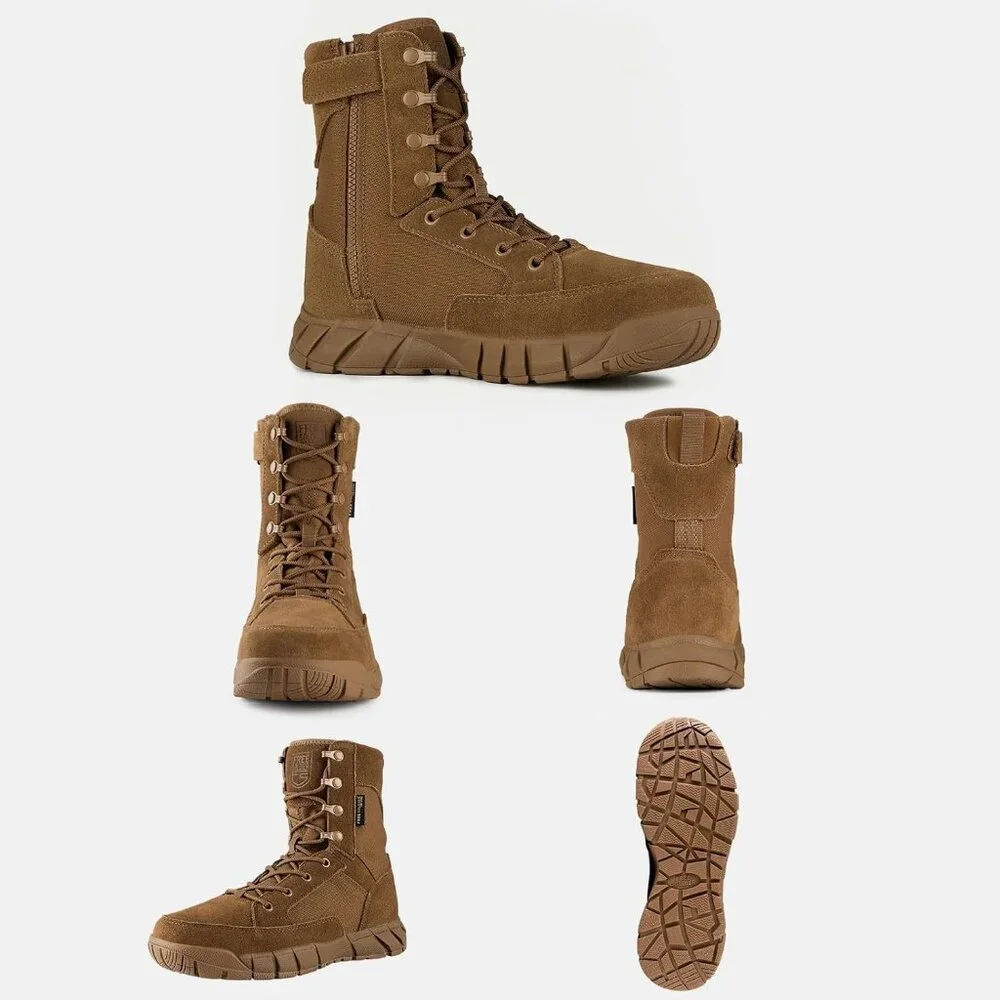 ⚡ Men's Deep Brown Combat Suede Leather Lightweight Military Work Desert Boot
